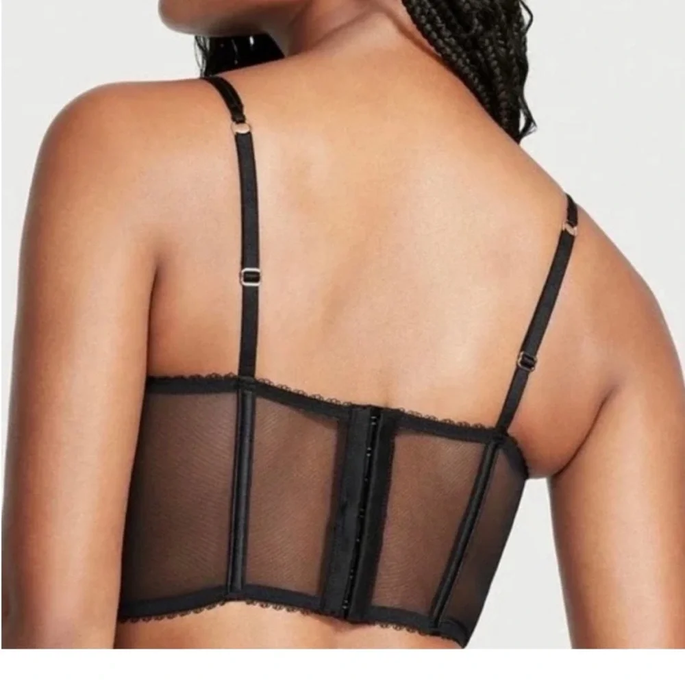 Victorias Secret Very Sexy Unlined Black Floral Corset - Picture 2 of 8